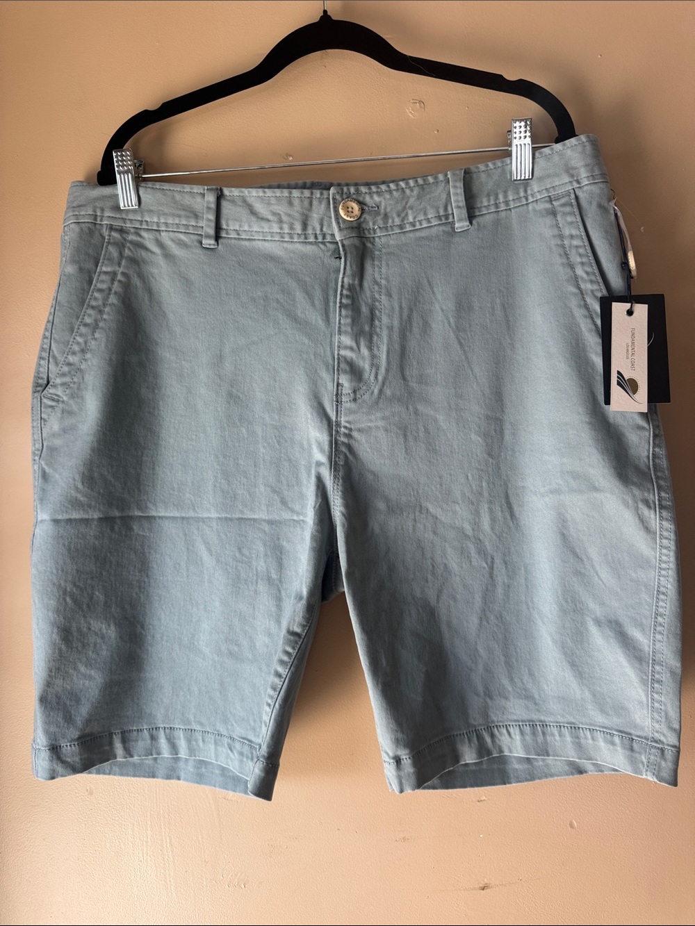 Men's Flat Front Chino Shorts in Light Blue-Green